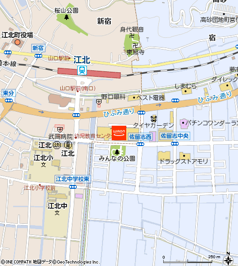 イオン江北店付近の地図
